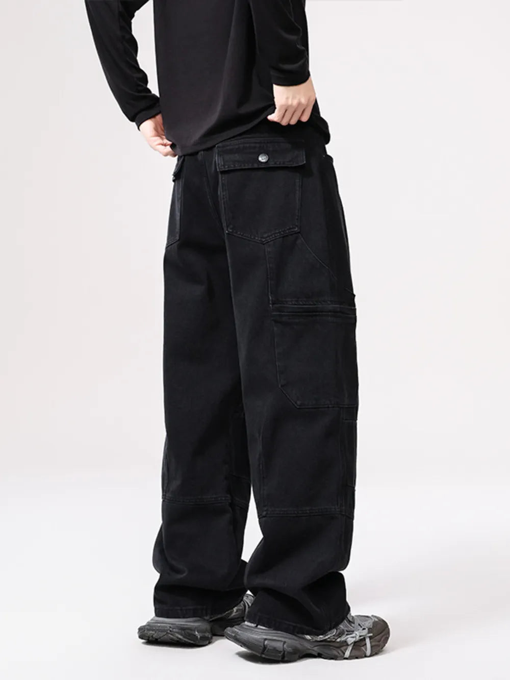 Men's Wide-Leg Jeans | 100% Cotton, Drawstring Waist & Pockets
