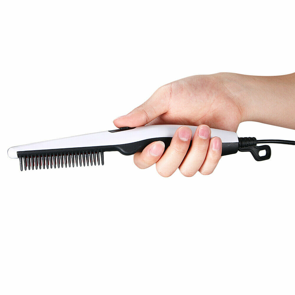 Men's Heated Beard Straightener Brush - Quick Styling Comb for Beard & Hair