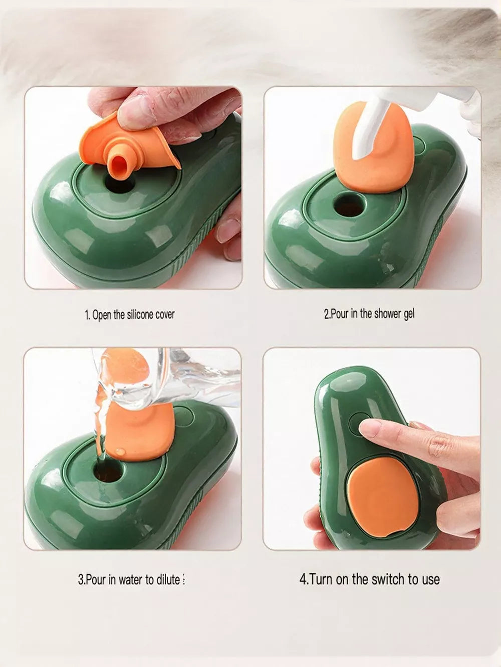 Gentle Silicone Bristle Pet Shower Brush | Massage Bath Scrubber for Dogs & Cats