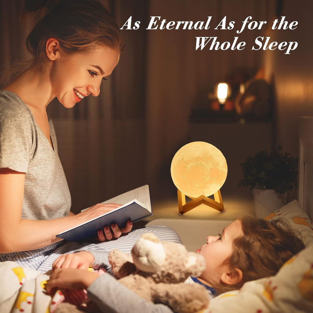 LED Moon Lamp Night Light with Remote - 16 Color Changing Ambient Lighting with Wood Stand