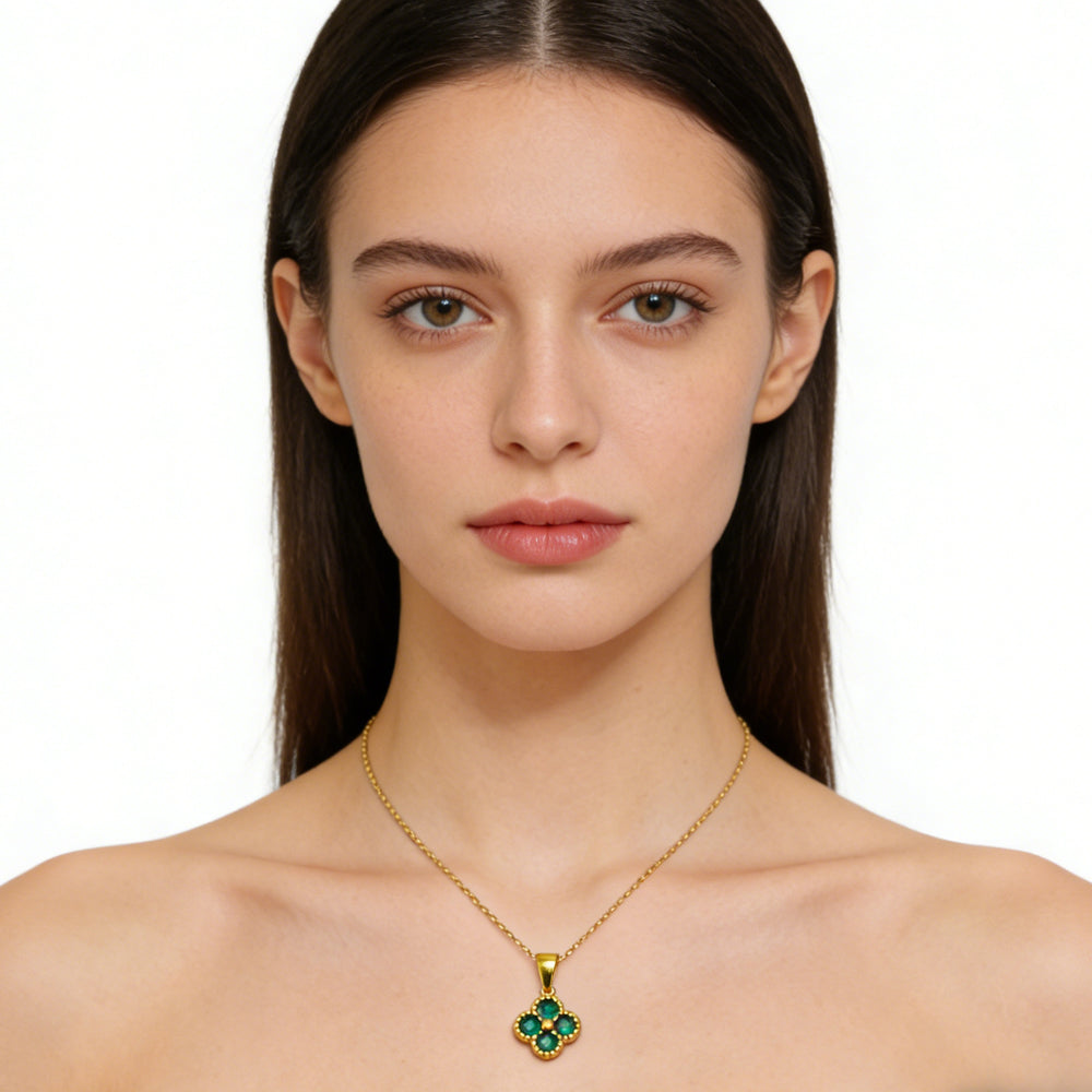 Lucky Four Leaf Clover Necklace | 24K Gold Plated Pendant & Adjustable Chain