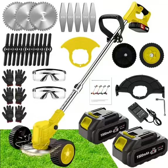 21V Cordless Weed Eater with Wheels - 3-in-1 Electric String Trimmer, Edger & Lawn Mower