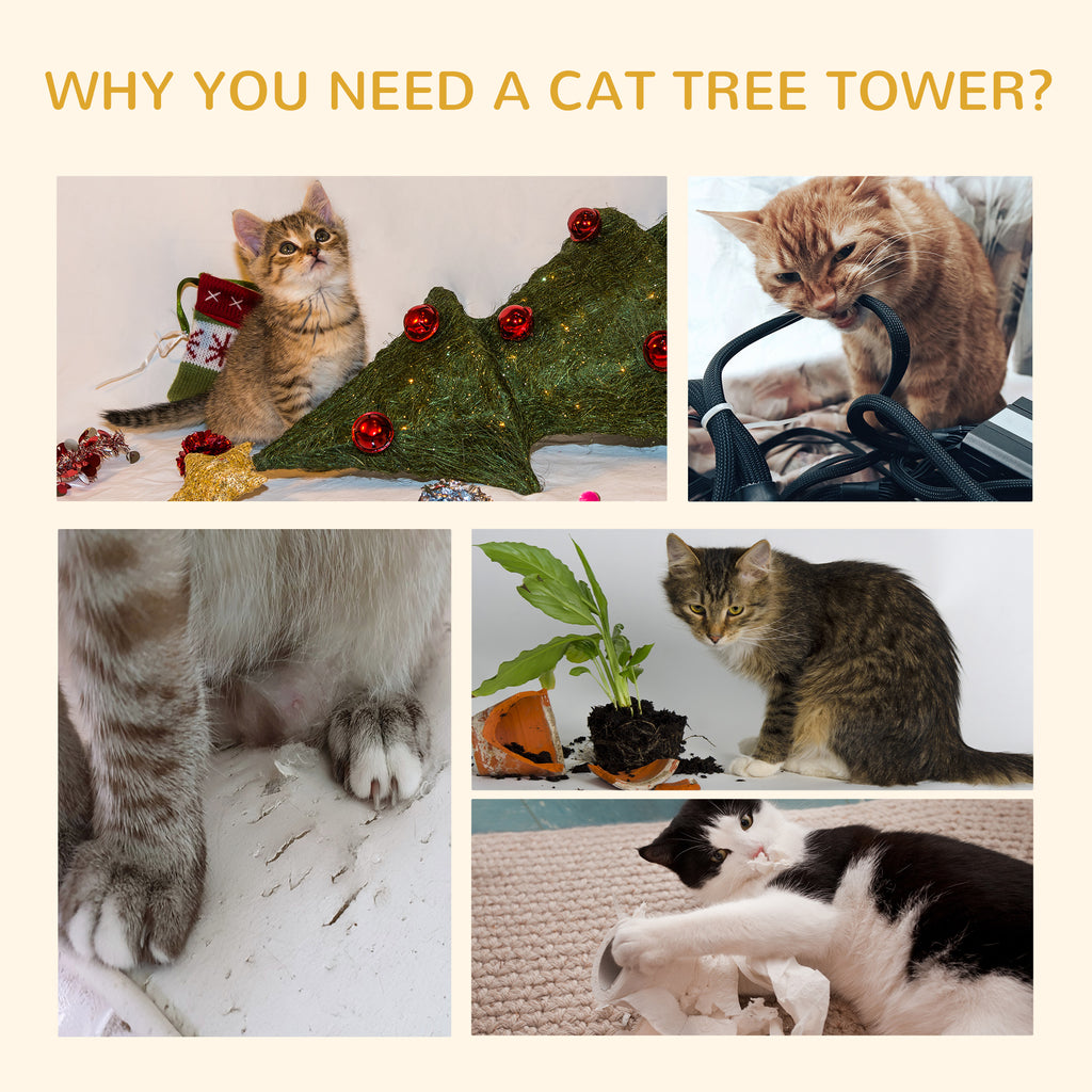 Adjustable Cat Tree Tower 94.5" – Multi-Level Climbing & Scratching Post with Hammock