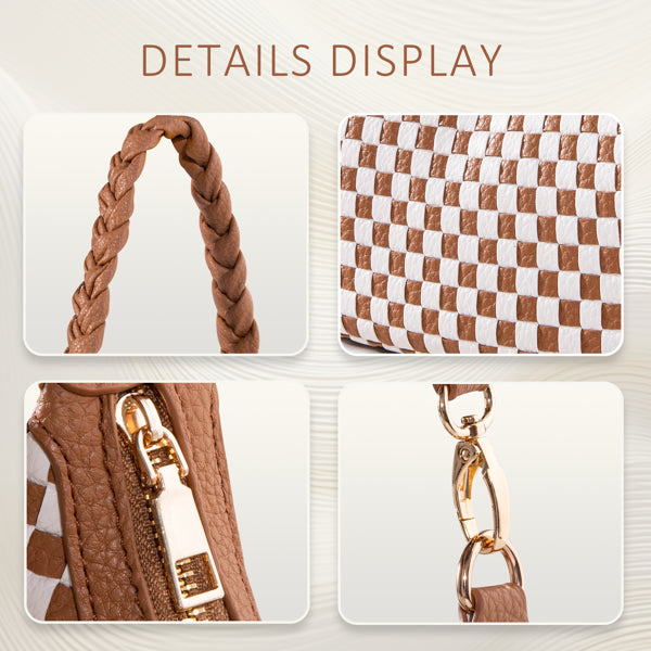 Woven Vegan Leather Hobo Bag - Soft Braided Tote with Spacious Interior