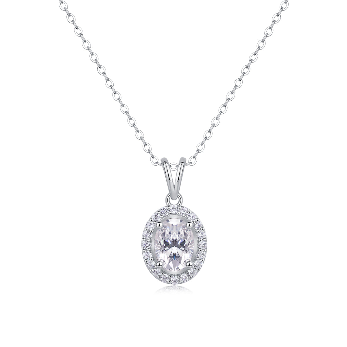 Moissanite Pendant Necklace | 1 Carat Oval Cut | S925 Sterling Silver