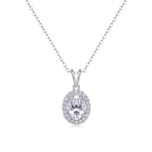 Moissanite Pendant Necklace | 1 Carat Oval Cut | S925 Sterling Silver