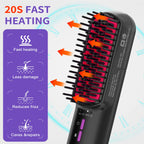 Steam Hair Straightener Brush – Ionic Ceramic Anti-Frizz Straightening Comb with Auto Shut-Off & Dual Voltage