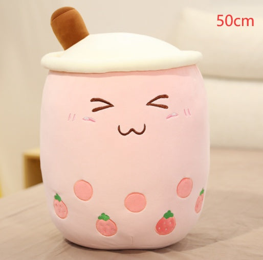 Boba Tea Plush Pillow - Cute Bubble Tea Stuffed Animal Cushion for Kids & Adults