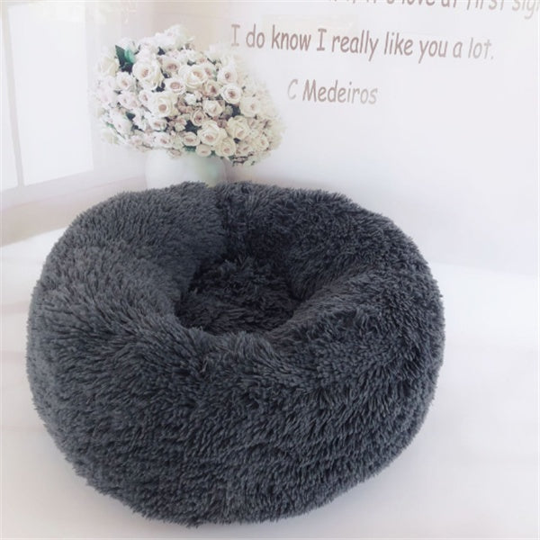 Plush Round Cat Bed – Ultra Soft Faux Fur Nest for Cats & Small Dogs