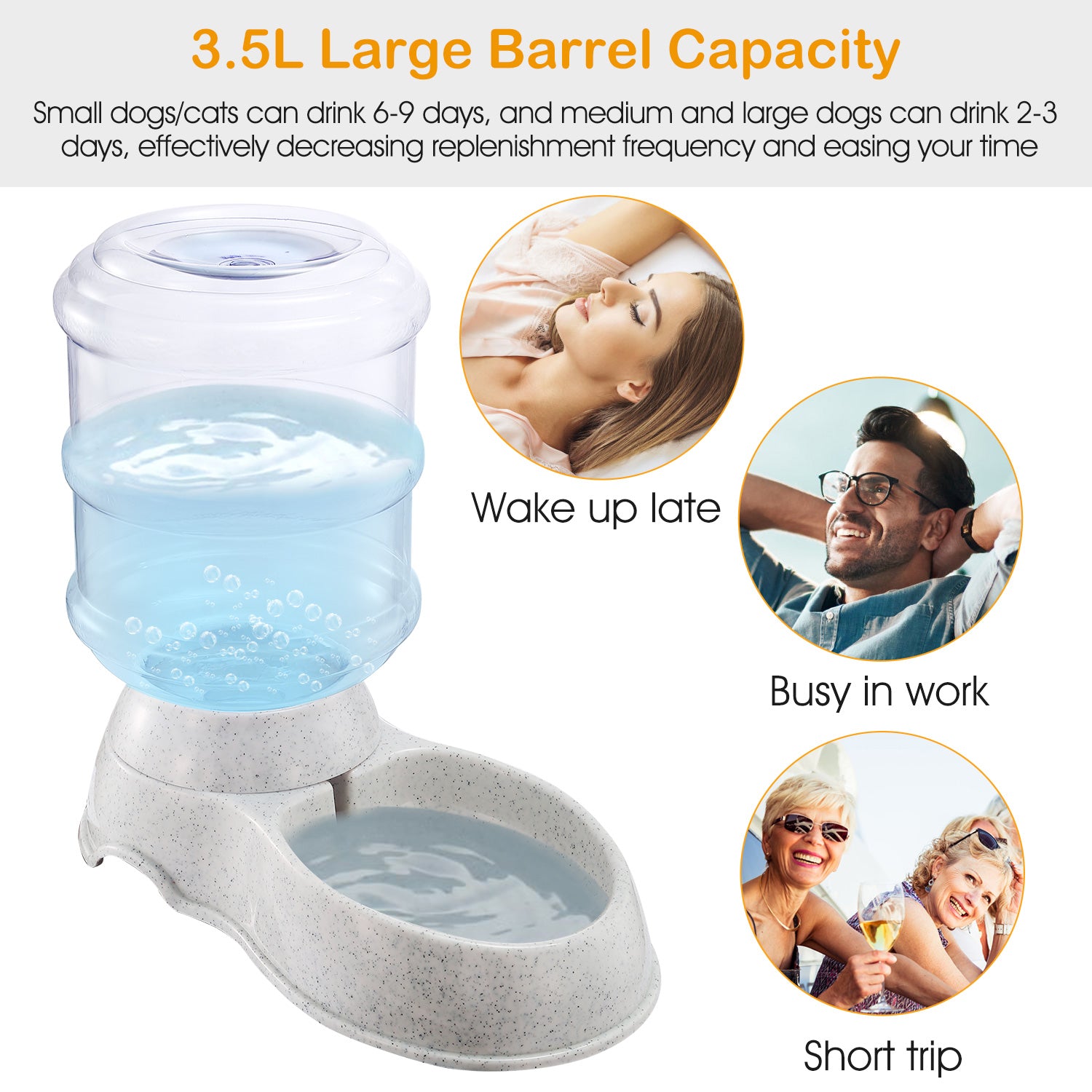 Automatic Pet Water Dispenser - 1 Gallon Self-Filling Gravity Waterer for Dogs and Cats