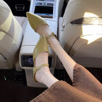 Women's Pointed Toe Flat Sandals – Sleek Minimalist PU Leather