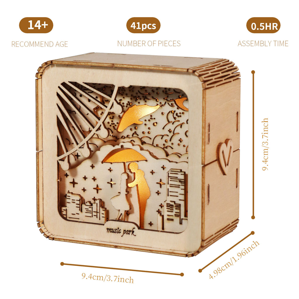 3D Wooden Love Puzzle Night Light – Romantic DIY Model Kit | Ambient Desk Lamp Gift for Women
