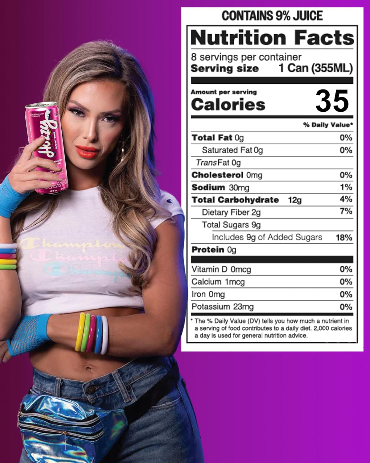 Huzzy Smart Sips Berry Banger Margarita Non-Alcoholic Cocktail, 4 Pack
