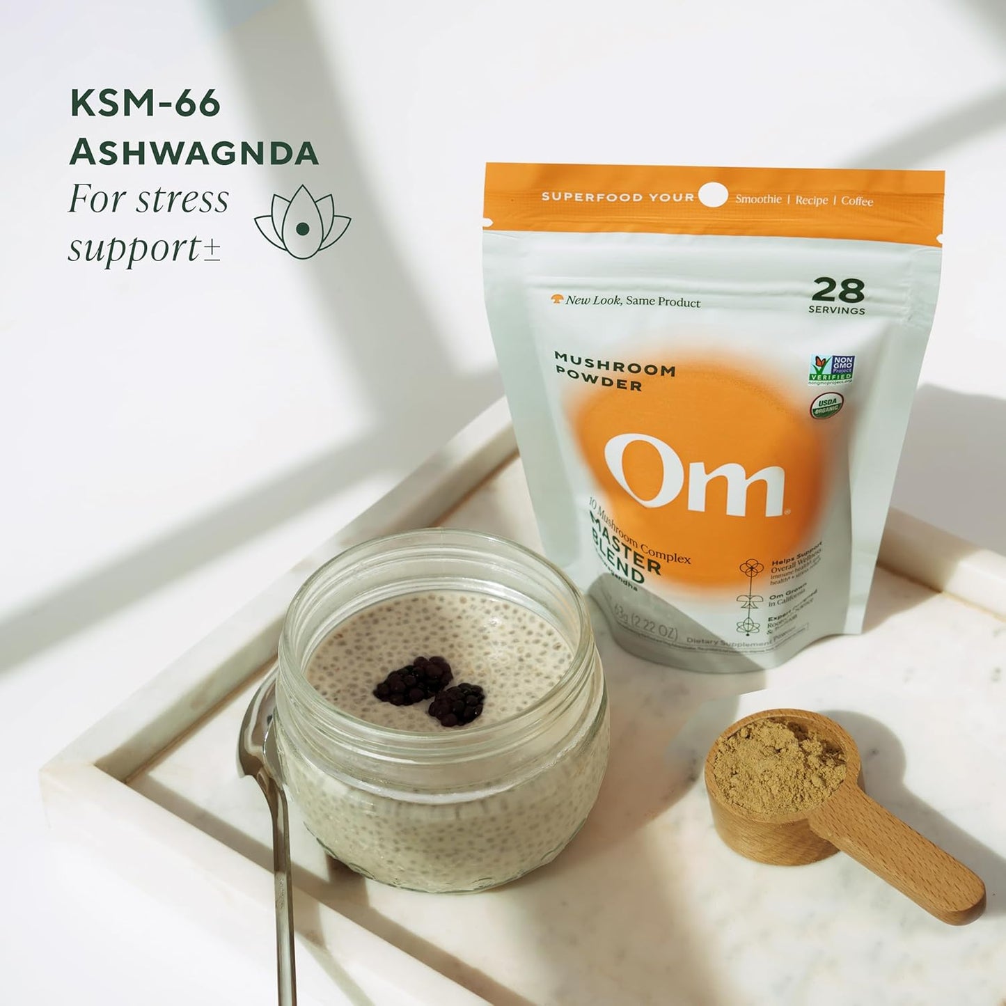 OM Mushrooms Master Blend Mushroom Powder, Organic, 6.34 oz (80 Servings)