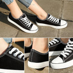 Women's Classic Low-Top Canvas Lace-Up Sneakers | Vulcanized Sole, Washable, US 5–11
