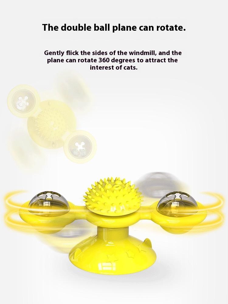 Interactive Windmill Cat Toy – LED Ball, Suction Cup & Catnip for Active Play