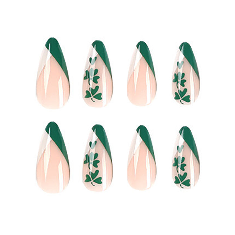 24 PCS Clover Nail Art – Long Water Pipe False Nail Tips