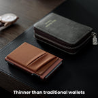 RFID Blocking Slim Wallet for Men - Metal Card Holder with ID Window & Cash Pocket