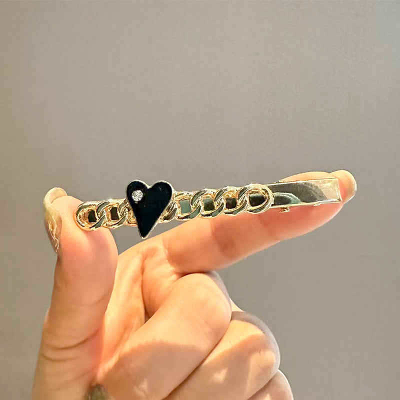 Heart Chain Hair Pin - Elegant Gold Metal Hair Accessory