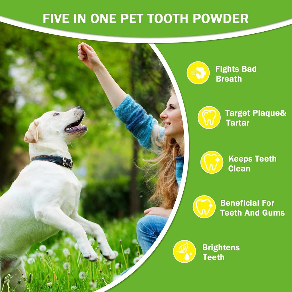Dog & Cat Dental Powder for Fresh Breath - Natural Teeth Cleaning & Gum Health Support