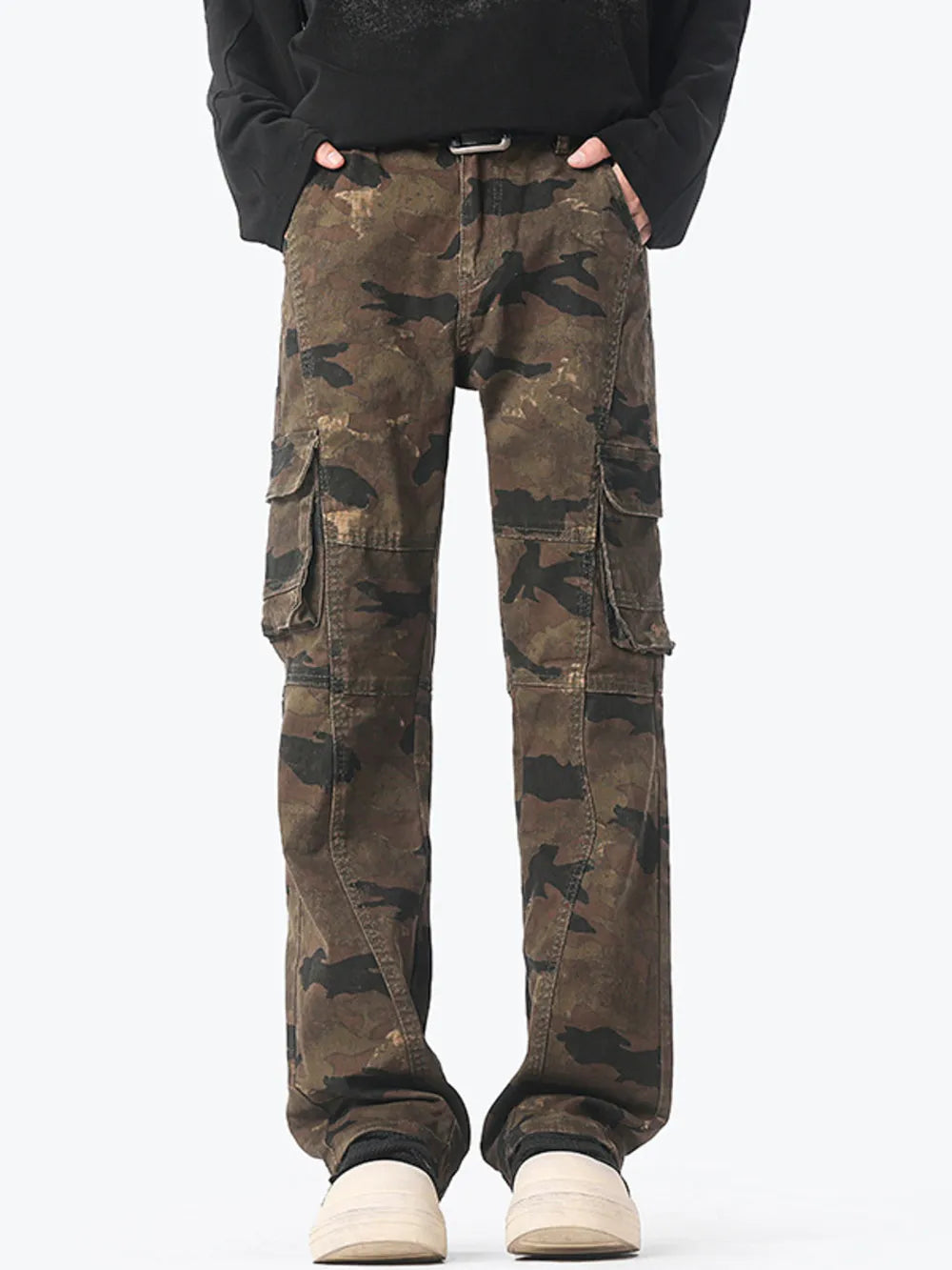 Men's Camouflage Cargo Jeans – 100% Cotton, Slight Stretch & Multi-Pocket