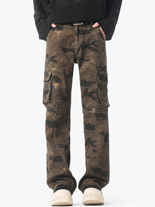 Men's Camouflage Cargo Jeans – 100% Cotton, Slight Stretch & Multi-Pocket
