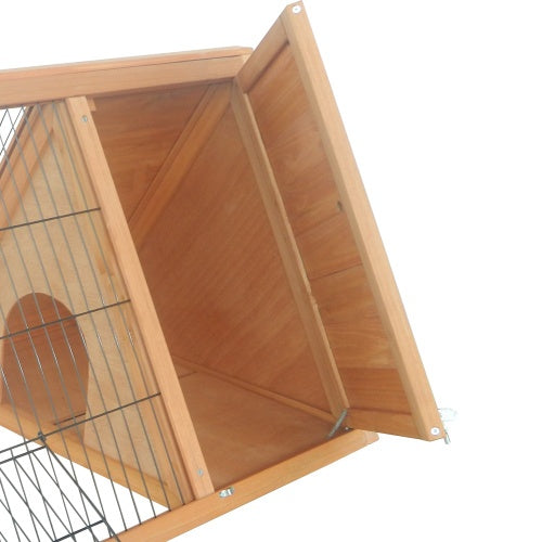 PawHut 46" Wooden Rabbit Hutch with Run – Outdoor A-Frame Cage for Rabbits, Guinea Pigs & Small Animals