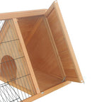PawHut 46" Wooden Rabbit Hutch with Run – Outdoor A-Frame Cage for Rabbits, Guinea Pigs & Small Animals