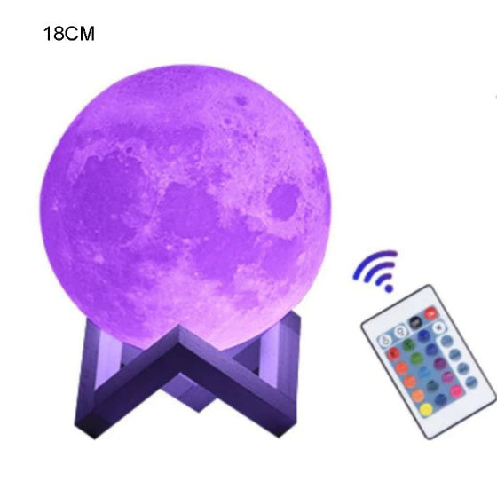 LED Moon Lamp Night Light with Remote - 16 Color Changing Ambient Lighting with Wood Stand