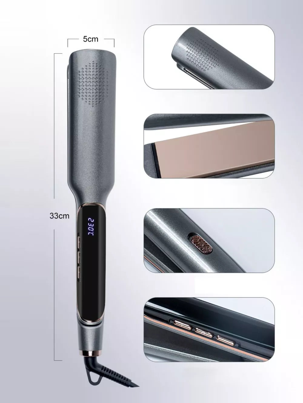 2-in-1 Hair Straightener & Curler – Adjustable Temperature Flat Iron for Straight & Wavy Styles