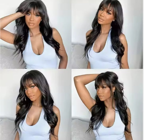 Glueless Body Wave Lace Front Wig with Bangs | 13x5 HD Lace 100% Human Hair