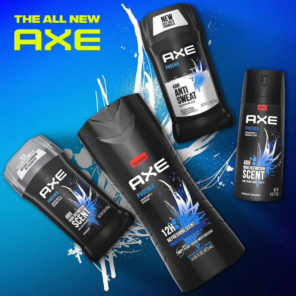 Antiperspirant Deodorant for Men Phoenix 4PK 48H Sweat & Odor Protection for Long Lasting Freshness, Crushed Mint & Rosemary Men'S Deodorant 2.7 Oz