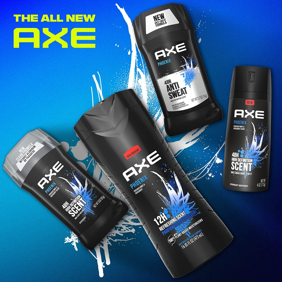 Antiperspirant Deodorant for Men Phoenix 4PK 48H Sweat & Odor Protection for Long Lasting Freshness, Crushed Mint & Rosemary Men'S Deodorant 2.7 Oz