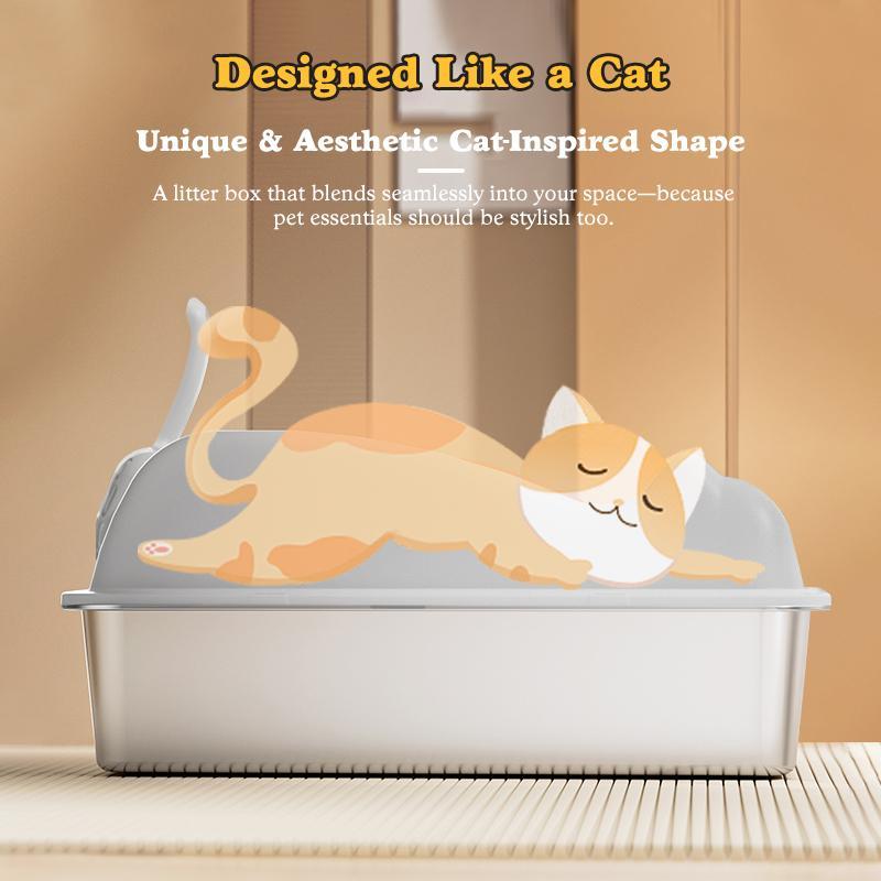 Premium Stainless Steel Cat Litter Box - Extra Large, Rust-Proof & Odor-Free