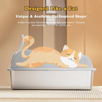 Premium Stainless Steel Cat Litter Box - Extra Large, Rust-Proof & Odor-Free