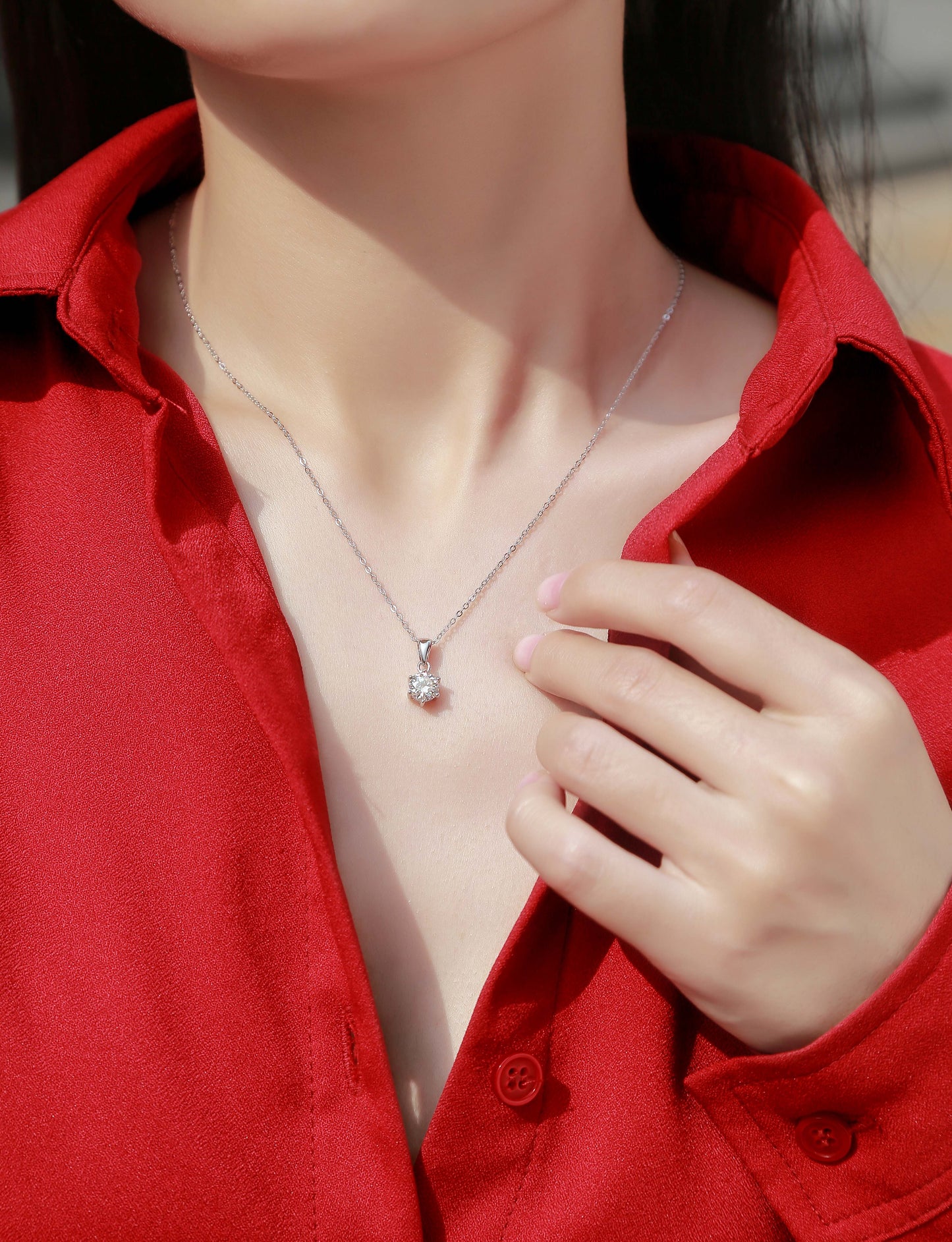 Moissanite Pendant Necklace | 1ct 2ct 3ct | S925 Sterling Silver & Platinum Plated