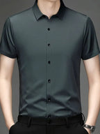 Men's Short Sleeve Button-Up Shirt – Soft Cotton Blend Casual Top
