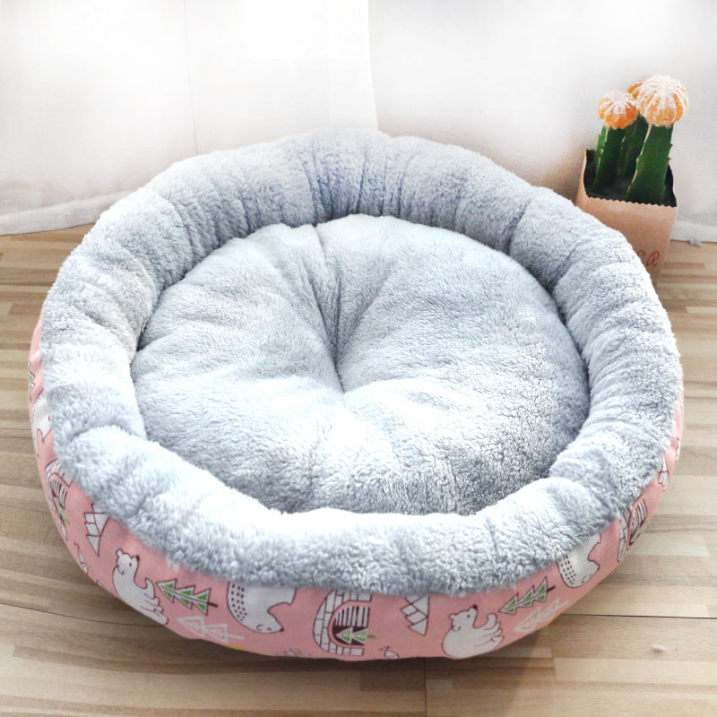 Calming Round Pet Bed – Plush Cotton Cushion for Dogs & Cats | S, M, L