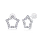 Moissanite Star Stud Earrings – S925 Sterling Silver, Platinum Plated
