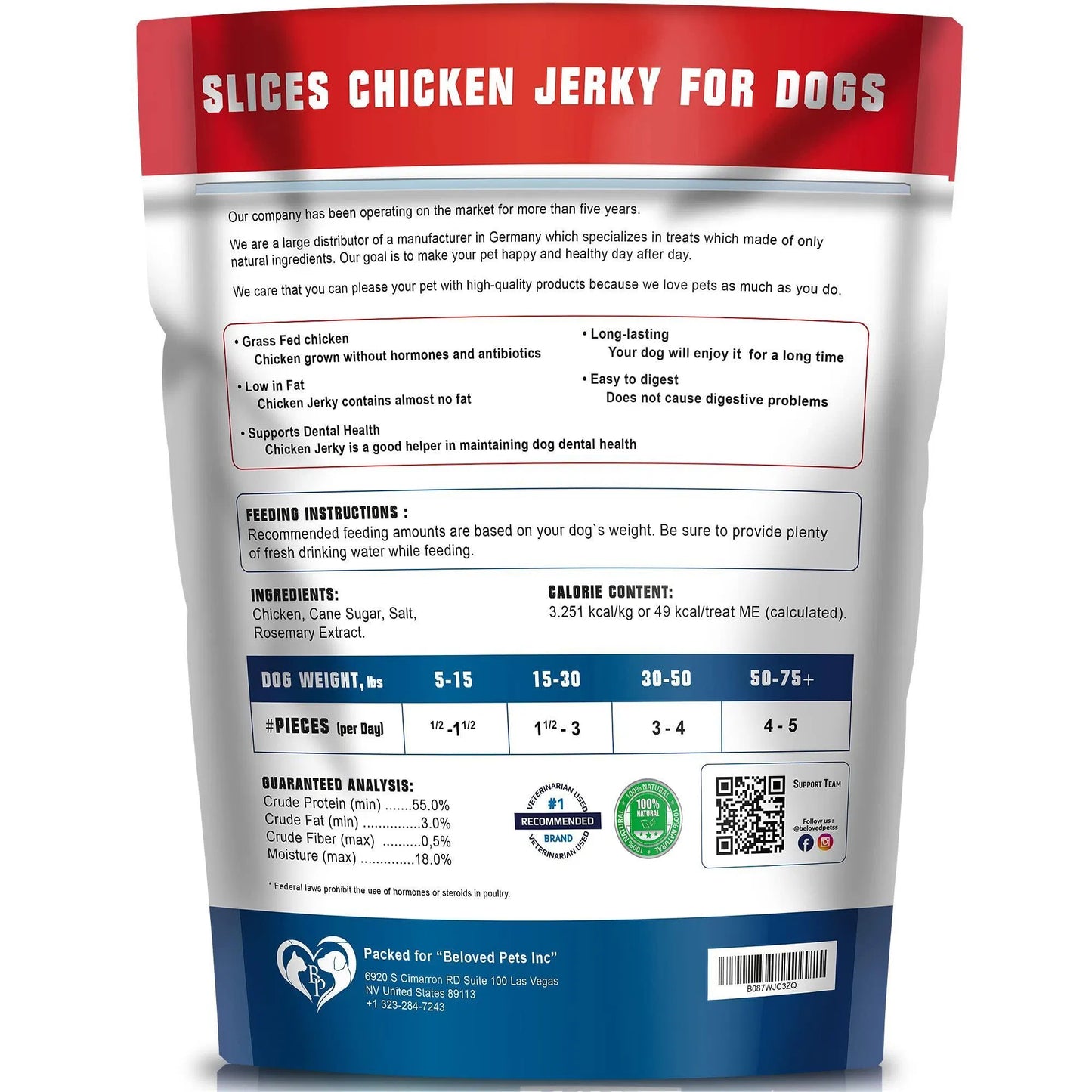 Premium Chicken Jerky Dog Treats - 1.5 lb Grain-Free Training Chews for All Dogs