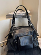 Multiple Pockets Handbag – Large PU Leather Shoulder Bag