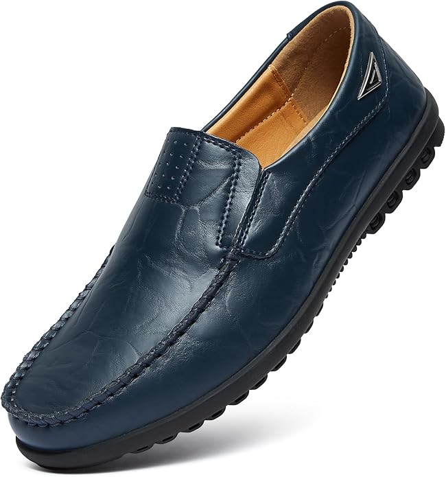 Go Tour Men's Genuine Leather Slip-On Loafers – Lightweight, Flexible & Rubber Outsole
