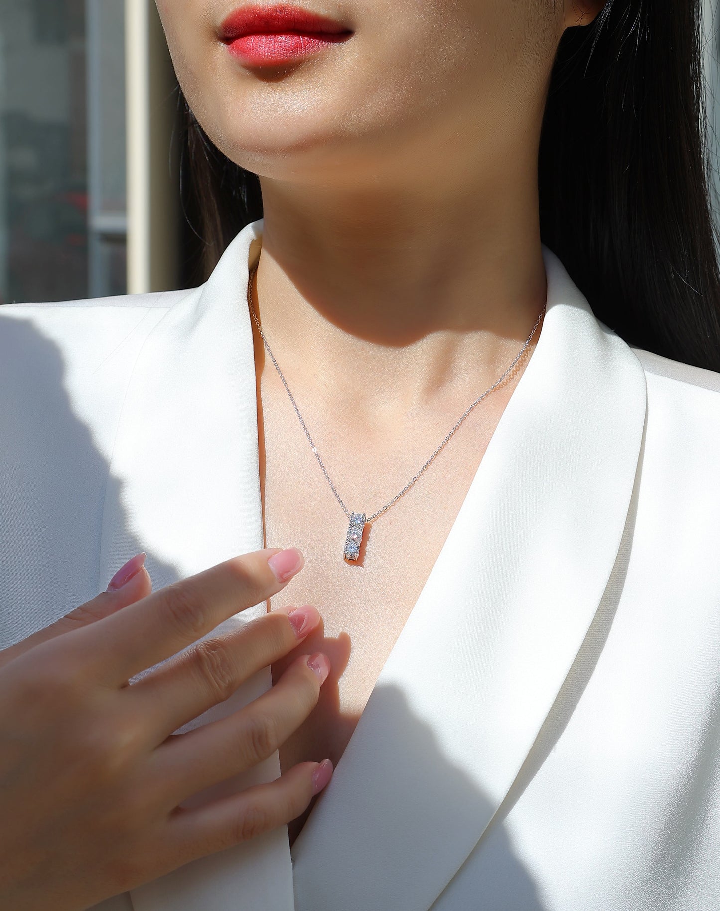 0.5 Carat Moissanite Pendant Necklace - 925 Sterling Silver with Platinum Plating