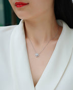 1 Carat Moissanite Pendant Necklace | Sterling Silver Four Leaf Clover