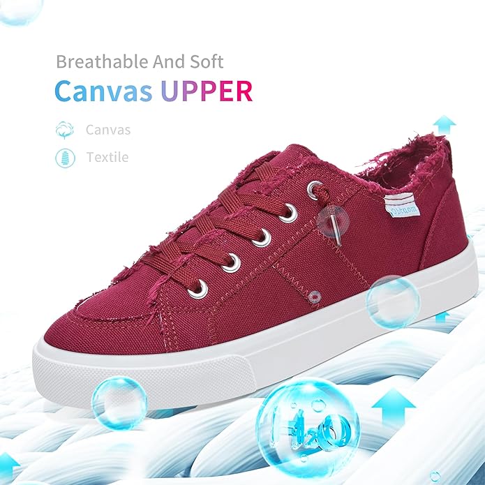 Women's Washed Canvas Slip-On Sneakers | Breathable Low-Top Casual Shoes