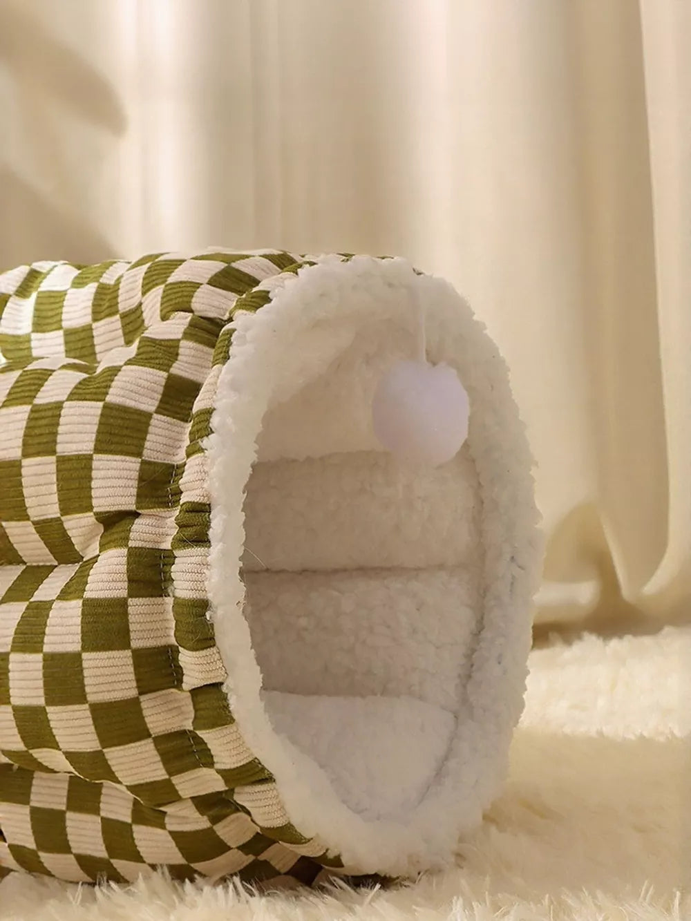 Cozy Plush Pet Tunnel Nest – Foldable, Semi-Enclosed Hideaway for Cats & Small Dogs
