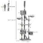 Adjustable Cat Tree Tower 94.5" – Multi-Level Climbing & Scratching Post with Hammock