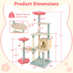 61" Luxury Cat Tree Tower | Multi-Level Flower Design, Plush Perches & Sisal Scratching Posts