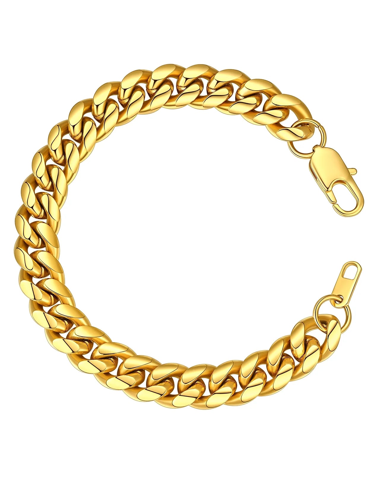 PROSTEEL Gold Plated Bracelet for Men Chunky Cuban Bracelet 10MM 7.5 Inch Chain Bracelet Stainless Steel Gift for Him