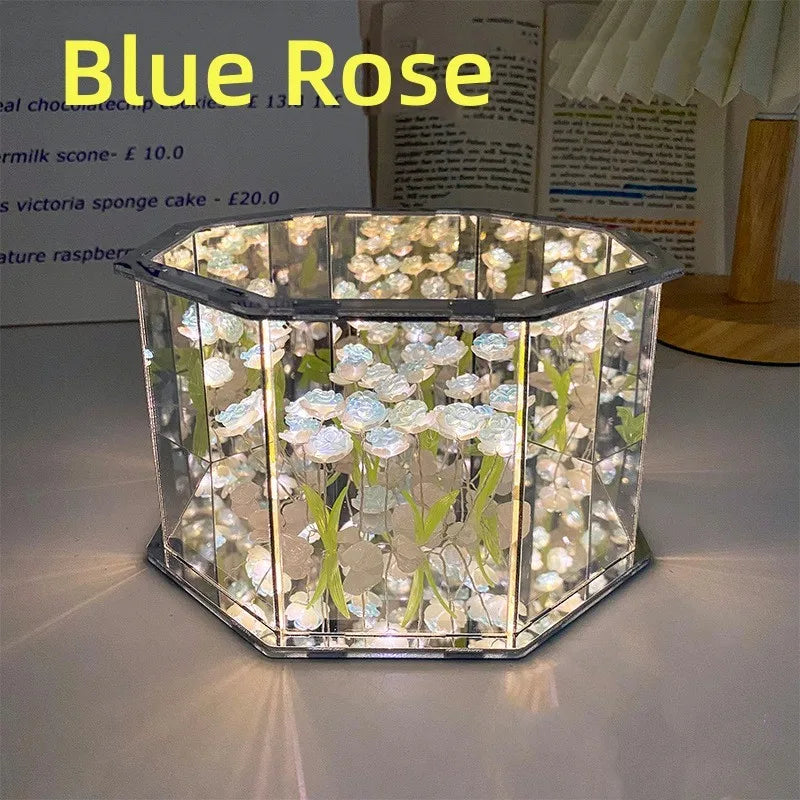 New DIY Tulip Mirror Cube Lamp Three-Dimensional Nightlight Material Package Handmade Craft Birthday Gifts Led Tulip Night Light